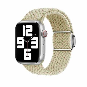 Эластичный тканевый ремешок с магнитной застёжкой для Apple Watch 1-5 6 7 8 9 серии и SE (38, 40, 41 мм), бежевый космос