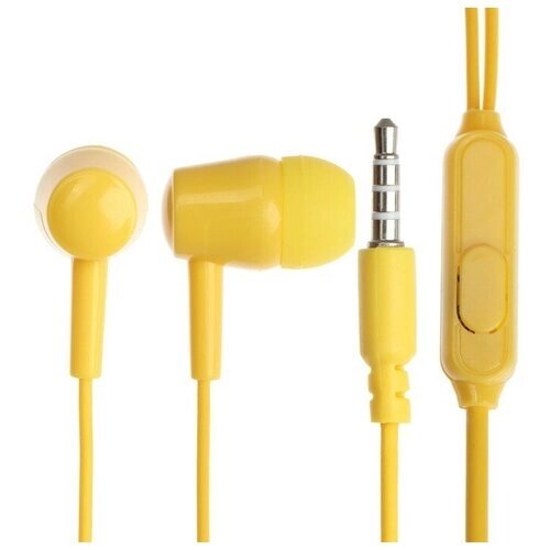 Exployd Наушники Exployd EX-HP-1371, вакуумные, микрофон, 102 дБ, 32 Ом, 3.5 мм, 1.2 м, желтые
