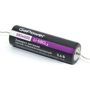 GoPower Батарейка 14505 PC1 Li-SOCl2 3.6V с выводами (1/10/500) 00-00015332
