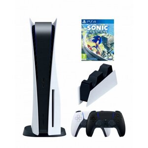 Игровая приставка Sony PlayStation 5 (3-ревизия)+2-й геймпад (черный)+зарядное+Sonic Frontiers (диск)