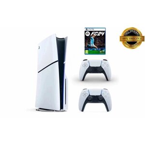 Игровая приставка Sony PlayStation 5 Slim, с дисководом, 1 ТБ, два геймпада, Fifa 24