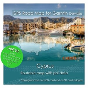 Карта навигационная дорожная для Garmin устройств. Кипр на карте памяти MicroSD (2024) Carmix-GPS