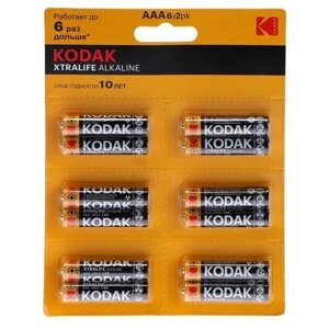 Kodak Батарейка алкалиновая Kodak Xtralife, AAA, LR03-12BL, 1.5В, блистер, 12 шт.
