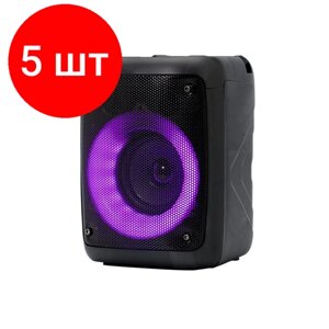 Комплект 5 штук, колонка perfeo disco ring, 10вт, LED/FM/MP3/USB/SD/AUX/MIC, черная (pf_b4981)