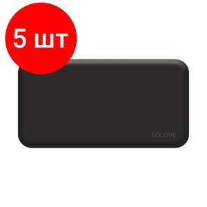 Комплект 5 штук, Внешний аккумулятор SOLOVE (Mi) W7 10000mAh Dual, встр. 2каб USB, черный