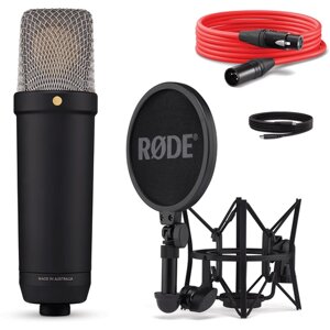 Конденсаторный микрофон Rode NT1 5-го поколения с большой диафрагмой, выходами XLR и USB для производства музыки, стримов, записи вокала и подкастов