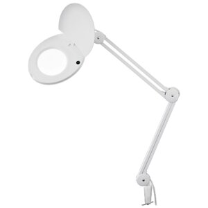 Лампа лупа на струбцине REXANT, круглая, 5D, с подсветкой и крышкой, белая