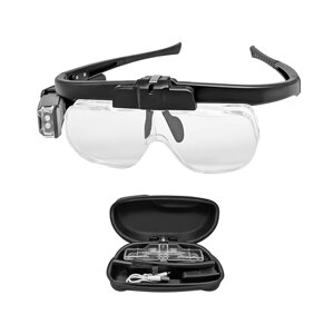 Лупа очки с подсветкой, сменными линзами, USB и аккумулятором