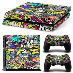 Наклейка виниловая защитная на игровую консоль Sony PlayStation 4 Fat Sticker Bombing