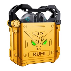 Наушники беспроводные KUMI Mech X3 / Bluetooth-наушники с микрофоном / Золотые