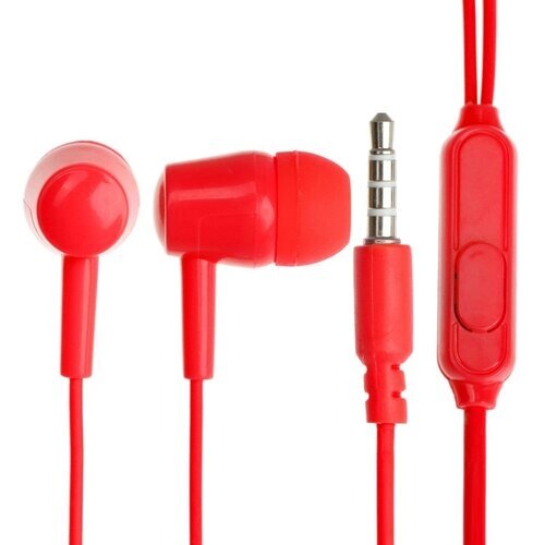 Наушники EX-HP-1370, вакуумные, микрофон, 102 дБ, 32 Ом, 3.5 мм, 1.2 м, красные
