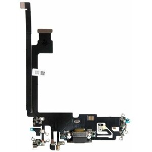 Нижний шлейф с разъемом зарядки+наушник+микрофон для iPhone 12PRO MAX (Черный)