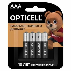Opticell батарейка алкалиновая opticell, AAA, LR03-4BL, 1.5в, блистер, 4 шт