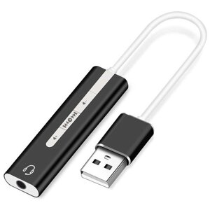 ORIENT AU-04PLB, Адаптер USB to Audio (звуковая карта), jack 3.5 mm (4-pole) для подключения телефонной гарнитуры к порту USB, кнопки: громкость +