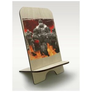 Подставка, держатель для телефона из дерева c рисунком, принтом УФ Игры Gears Of War Ultimate ( PS, Xbox, PC, Switch) - 2128
