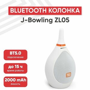 Портативная колонка J-Bowling ZL05, 2000мАч, динамик 5Вт, BT 4.2, AUX, MicroSD, USB, белая