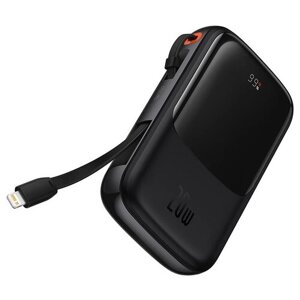 Портативный аккумулятор BASEUS Qpow Pro Digital display fast charge iP Edition,10000 mAh, 20W, с кабелем Lightning, Черный