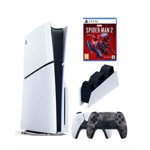 Приставка Sony Playstation 5 slim 1 Tb+2-ой геймпад (Camo)+зарядное+Человек-Паук 2