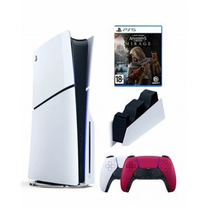 Приставка Sony Playstation 5 slim 1 Tb+2-ой геймпад (красный)+зарядное+Assassins Mirage