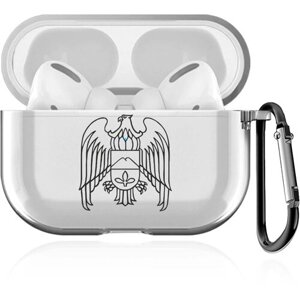 Прозрачный силиконовый чехол SignumCase для наушников Apple AirPods Pro Черный лаковый Герб Кабардино-Балкарской Республики