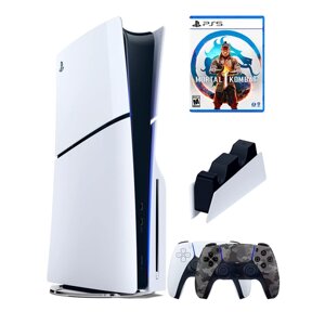 PS5 (ПС5) Игровая приставка Sony PlayStation 5 Slim disc + 2-й геймпад (камуфляж) + зарядное + игра Mortal Kombat