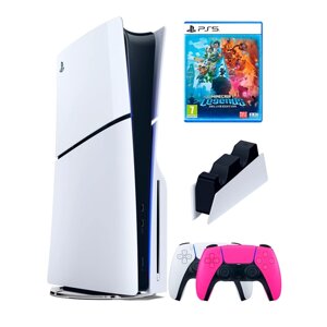 PS5 (ПС5) Игровая приставка Sony PlayStation 5 Slim disc + 2-й геймпад (розовый) + зарядное + игра Minecraft
