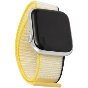 Ремешок для Apple watch 38 - 40 mm Series 3, 4, 5, SE, 6/Эппл вотч/Нейлоновый/Браслет для смарт часов/морская соль с желто-синим краем