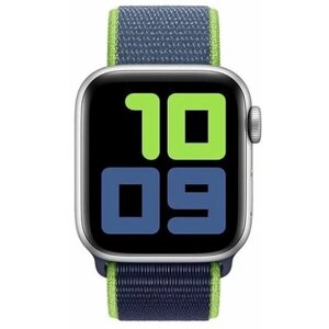 Ремешок для смарт-часов, фитнес-браслета Apple Watch Series 1 2 3 4 SE 5 6 7 8 нейлоновый тканевый браслет Эпл Вотч 38/40/41 мм, синий зеленый