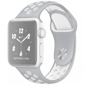 Ремешок для умных часов Apple Watch (Эпл Вотч) 42/44/45/49mm InnoZone Vent APWTSIH42-04, серый/белый, силиконовый, спортивный