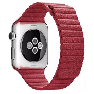 Ремешок из эко-кожи leather loop для Apple Watch 42/44/45 мм с магнитной застежкой, бордовый