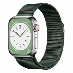 Ремешок миланcкий из нержавеющей стали Milanese Loop для Apple Watch 38/40/41 мм, на магните, зеленый кактус (23)