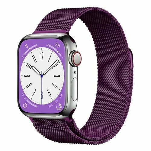 Ремешок миланcкий из нержавеющей стали Milanese Loop для Apple Watch 42/44/45/49 мм, на магните, фиолетовый (7)