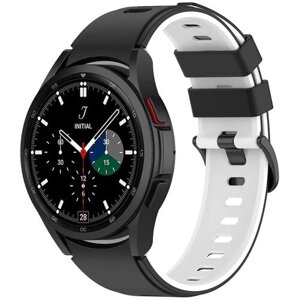 Ремешок силиконовый спортивный для Samsung Galaxy Watch 4 / 5 / 5 pro , черный/белый