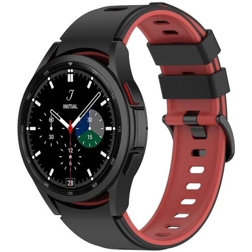 Ремешок силиконовый спортивный для Samsung Galaxy Watch 4 / 5 / 5 pro , черный , красный
