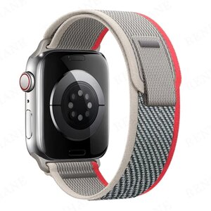 Ремешок Trail Loop для Apple Watch ULTRA 49mm, Series 1-8, SE, 42/44/45/49mm, Серо-красный , тканевый