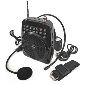 Рупор-громкоговоритель-мегафон поясной 20W SD, USB, Bluetooth, Радио, колонка MP3, аккуамулятор 18650 CMiK8811 (черный)