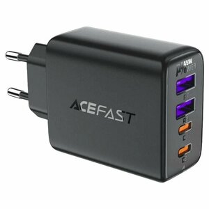 Сетевое зарядное устройство ACEFAST A61 PD45W GaN (2*USB-C+2*USB-A) charger. Цвет: черный.
