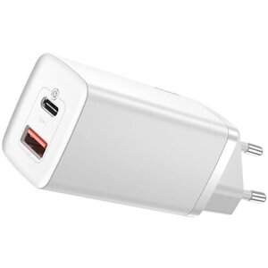 Сетевое зарядное устройство Baseus GaN2 Lite Quick Charger C+U 65W EU White (CCGAN2L-B02)