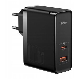 Сетевое зарядное устройство/Быстрая зарядка Baseus GaN5 Pro Fast Charger C+U 100W EU Black (Cable Type-C to Type-C 100W (20V/5A) CCGP090201