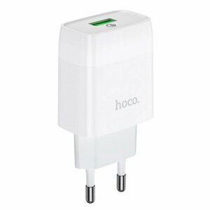 Сетевое зарядное устройство Hoco C72Q (1USB/5V/3A PD18W+QC3.0) (белое)