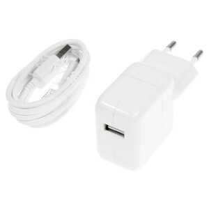 Сетевое зарядное устройство LuazON LCC-97, 1 USB, 2.1 А, 10 Вт, кабель microUSB, белое