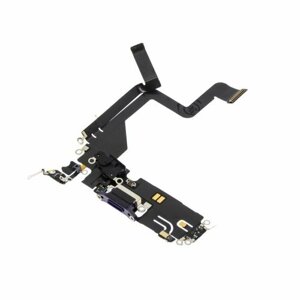 Шлейф для Apple iPhone 14 Pro + разъем зарядки/гарнитуры + микрофон, фиолетовый, AAA