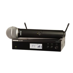 SHURE BLX24RE/PG58 M17 вокальная рековая радиосистема с ручным передатчиком PG58, динамическим кардиоидным, 662-686 МГц, выносные антенны, крепление в рек. Черный
