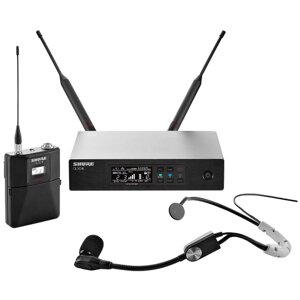 SHURE QLXD14E/SM35 G51 цифровая радиосистема с головным микрофоном SM35, конденсаторным кардиоидным, 470-534 МГц. Черный