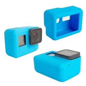 Силиконовый чехол для камеры GoPro 5 в рамке (синий)