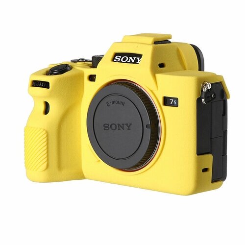 Силиконовый противоударный чехол MyPads Antiurto для фотоаппарата Sony A7s III/ A7S3/ A7S mark 3 из мягкого силикона желтый