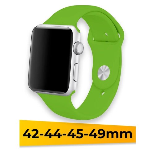 Силиконовый ремешок для Apple Watch 42-44-45-49mm / Спортивный сменный браслет для умных смарт часов Эппл Вотч 1-9 Series и SE, Ultra / Green