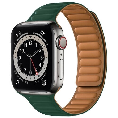 Силиконовый ремешок на магнитной застежке для Apple Watch Series 1-8 - 38/40/41 мм (темно-зеленый)