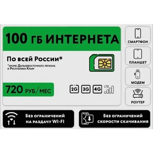 "Sim-карта для модемов и роутеров"тарифный план 100Гб за 720 в месяц