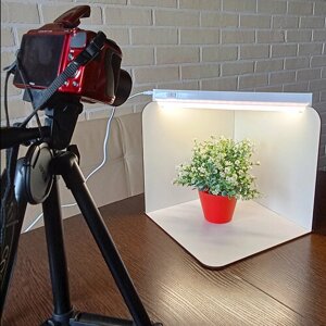 Складной Фотобокс 45 см, с подсветкой лайтбокс, лайткуб, фотокуб для предметной съемки фотографий